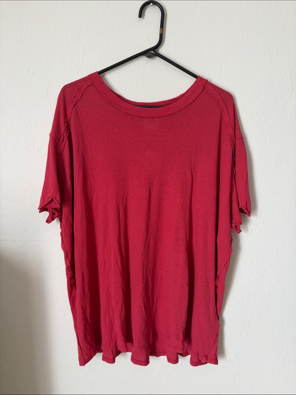 We The Free flax linen and cotton Red Short-Sleeve Crew Tee